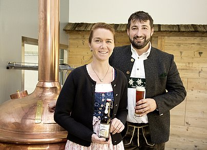 Petra und Bernhard Göhl in ihrer Brauerei BernardiBräu in Rettenberg.