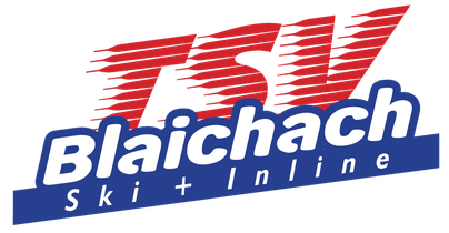 Ein Logo des TSV Blaichach für Ski und Inline-Sport. Es zeigt den Vereinsnamen in rot und blau mit dynamischen Elementen.